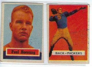 1957 Topps Paul Hornung rookie card 151.  Cut in half.  HOFer 3