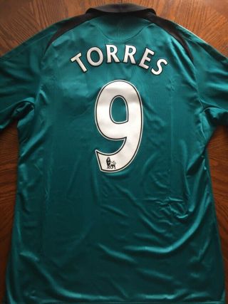 Torres 9.  Liverpool Third Football Shirt 2008 - 2009.  Size: M.  Adidas Camiseta