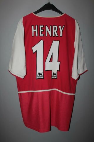 Arsenal London 2002 2003 Football Shirt Jersey 14 Henry Nike Size L
