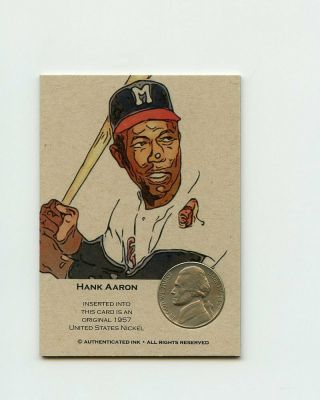 Hank Aaron Milwaukee 1969 Nickel Insert Thick Trade Card Rare
