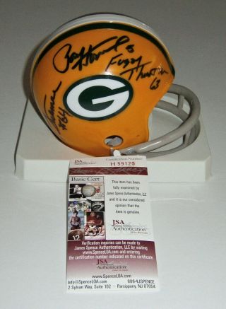 Packers Sweep Paul Hornung Jerry Kramer Fuzzy Thurston Signed Mini Helmet Jsa Co