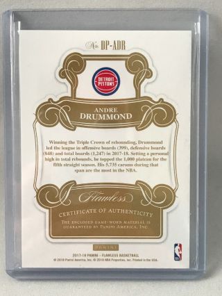 Andre Drummond 2017 - 18 Flawless DUAL PATCHES /25 RARE Detroit Pistons MONSTER 2