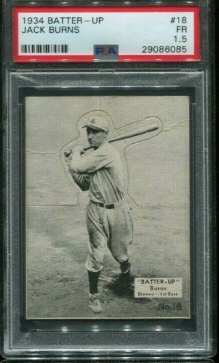 1934 Batter Up 18 Jack Burns St.  Louis Browns Card Psa 1.  5 Fair