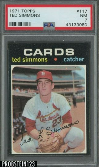 1971 Topps 117 Ted Simmons St.  Louis Cardinals Rc Rookie Psa 7 Nm