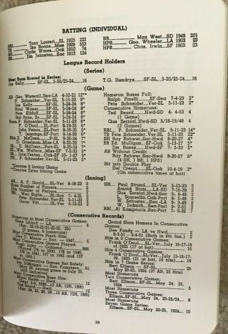 Pacific Coast Baseball League Records 1903 - 1956 4