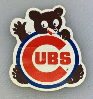 Chicago Cubs Cubbie Bear Decal Sticker Waving Big C Logo Vintage Nos 4” X 3.  5”