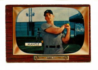1955 Bowman Baseball Card 202 Mickey Mantle York Yankees