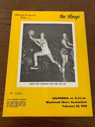 1952 Ucla Vs California Basketball Program “the Hoop”