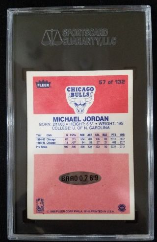 1986 Fleer Michael Jordan Autographed Rookie Auto Signed SGC PSA DNA BAS BGS UDA 2