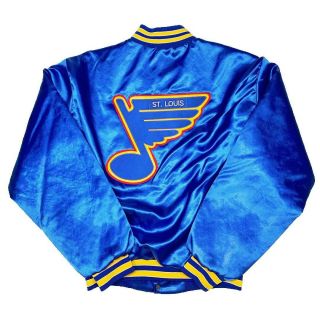 Vtg Rare Nhl St Louis Blues Big Logo Satin Swingster Jacket.  Mens Large