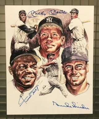 Willie Mickey & The Duke 3x Signed 8x10 Print Beckett Bas Loa Mantle Mays Snider