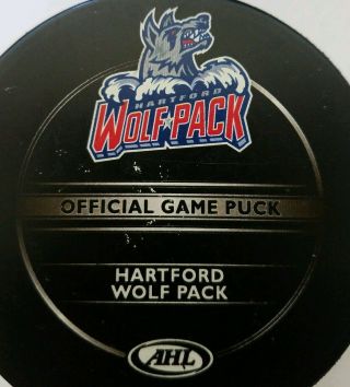 1936 - 2011 HARTFORD WOLF PACK RARE AHL 75SEASONS OFFICIAL GAME PUCK SHER - WOOD 2