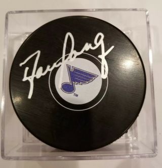 Darren Pang Signed / Autographed St.  Louis Blues Puck With Case Great Gift
