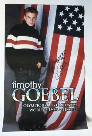 Timothy Goebel Real Hand Signed 14x22 " Poster Usa Olympic Figure Skater