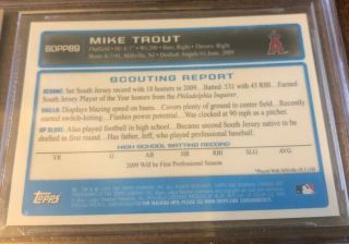 2009 Bowman Chrome Draft Prospects Mike Trout Rookie Auto Gem 9.  5 10 Angels 4