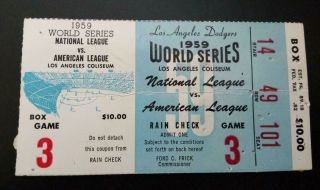 1959 LA Dodgers World Series Ticket Stubs - $10.  00 Seats - 1 Pair 2