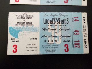 1959 LA Dodgers World Series Ticket Stubs - $10.  00 Seats - 1 Pair 4