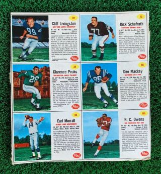 1962 Post Cereal Uncut Panel Football Cards Earl Morrall Dee Mackey R.  C.  Owens