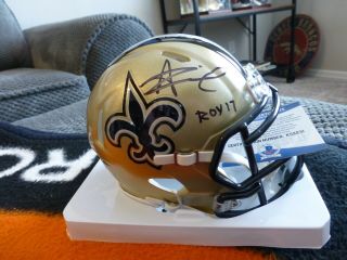 Alvin Kamara Autographed Signed Orleans Saints Mini Helmet Roy 17 Beckett