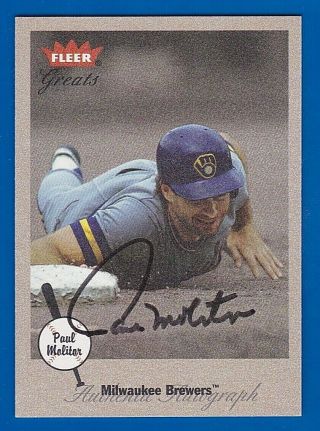 Paul Molitor 2002 Fleer Greats Of The Game On Card Autograph Brewers Auto Sp $80