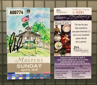 Patrick Reed Signed 2018 Masters Golf Tournament Ticket Pass Badge Auto Jsa