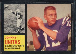1962 Topps Football 1 Johnny Unitas Colts (ex) [trimmed] 696631