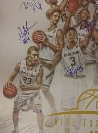 2018 - 19 NOTRE DAME BASKETBALL AUTOGRAPHED TEAM SIGNED POSTER ACC MIKE BREY 2