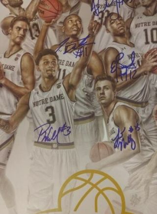 2018 - 19 NOTRE DAME BASKETBALL AUTOGRAPHED TEAM SIGNED POSTER ACC MIKE BREY 4