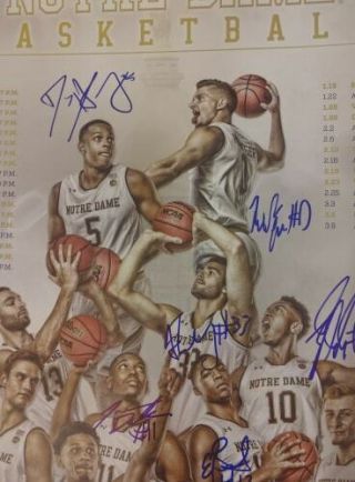2018 - 19 NOTRE DAME BASKETBALL AUTOGRAPHED TEAM SIGNED POSTER ACC MIKE BREY 5
