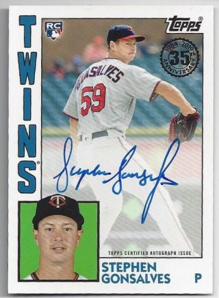 2019 Topps Series 2 1984 Topps Rookie Auto Stephen Gonsalves (84r - Sg) Twins