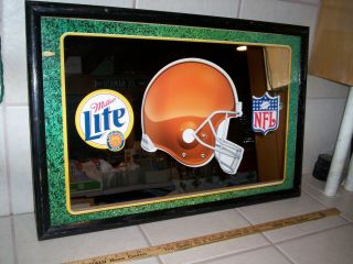Cleveland Browns Miller Lite Beer Mirror & Lawn Helmet Local
