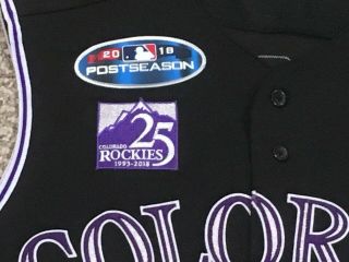 RUSIN size 44 52 2018 Colorado Rockies GAME jersey alt black MLB HOLO 4