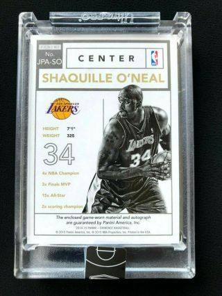 2014 - 15 Panini Eminence Basketball Shaquille O’Neal Auto Patch 1/1 2