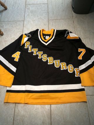 Rare 1995 - 96 Pittsburgh Penguins Bob Sweeney Game Worn Hockey Jersey