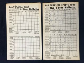 1963 1969 Phillies St Louis Cardinals Philadelphia Bulletin 2 Scorecards Program