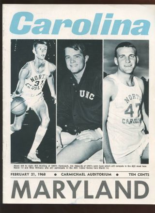 Feb 21 1968 Ncaa Basketball Program Carolina Vs Maryland Exmt