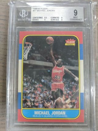 1986 - 87 Fleer Michael Jordan Rc Rookie Basketball Card Bgs 9