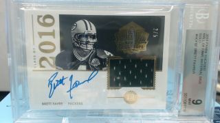 2018 Panini Encased Brett Favre Hall Of Fame Auto Packers Jersey D 2/5 Bgs 9/10