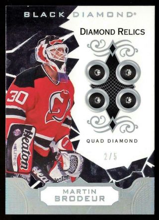18 - 19 Black Diamond Quad Diamond Gem Relics Bdbmb Martin Brodeur 2/5 Devils