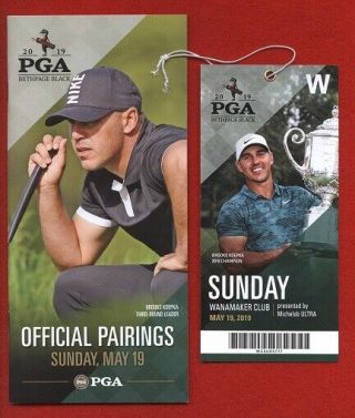 Brooks Koepka 2019 Pga Golf Bethpage Sunday Ticket & Pairing Booklet,  4th Major