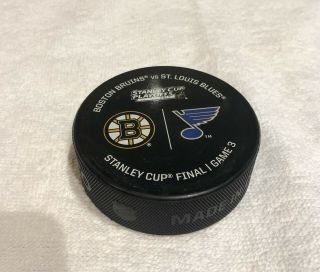 St Louis Blues Vs Boston Bruins Stanley Cup Game 3.  Game Warm Up Puck.