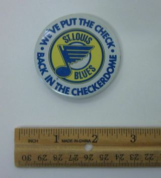 St Louis Blues Hockey Souvenir Button Pin Check Back In The Checkerdome Bv5065