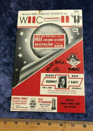 1964 Pittsburgh Pirates Baseball Official Scorecard & Review Guide Program