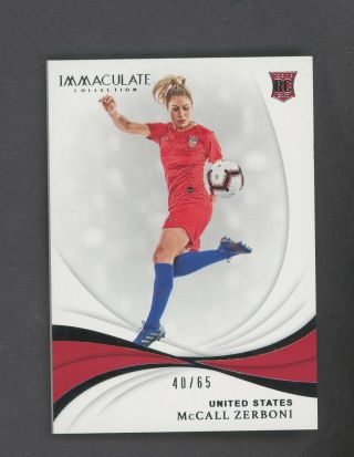 2018 - 19 Immaculate Soccer Mccall Zerboni Usa Rc Rookie 40/65