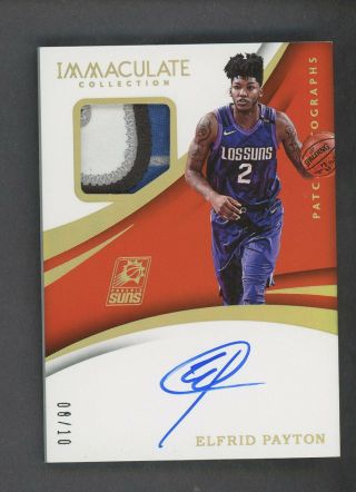 2017 - 18 Immaculate Gold Elfrid Payton Signed Auto Patch 8/10 Phoenix Suns