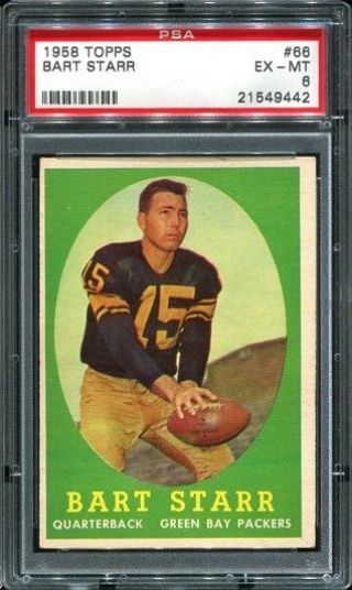 1958 Topps 66 Bart Starr Psa 6 Green Bay Packers Hof -