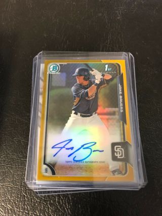 Jake Bauers Padres 2015 Bowman Chrome Gold Refractor Autograph Rooke Card 8/50