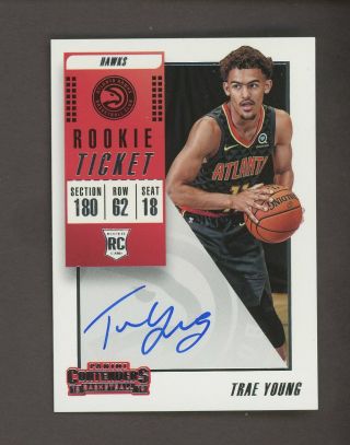 2018 - 19 Contenders Rookie Ticket Trae Young Hawks Rc Rookie Auto 2