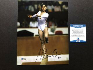 Nadia Comaneci Hot Signed Autographed Olympic 8x10 Photo Beckett Bas