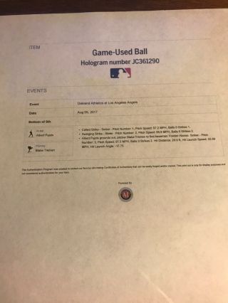 Albert Pujols Game - Baseball w/MLB Hologram Authenication August 05,  2017 5